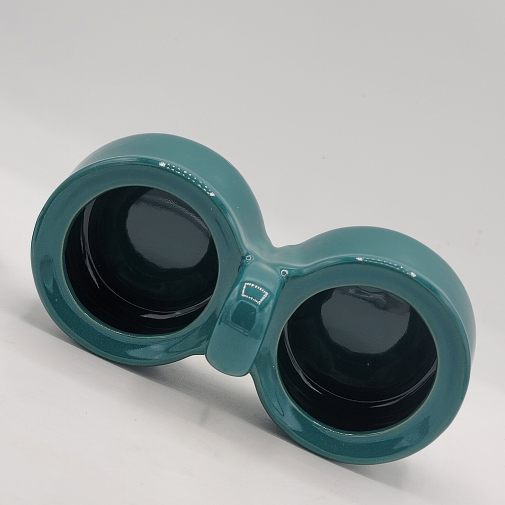 Teal Ceramic Vintage Taiwan Double Condiment Jar with Lids & Wooden Handle Spoon - Picture 3 of 8
